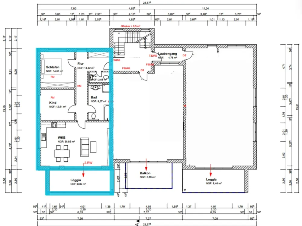 Moderne 3-Zimmer-Wohnung mit Loggia und Gemeinschaftsgarten in ruhiger Lage von Bornheim-Dersdorf