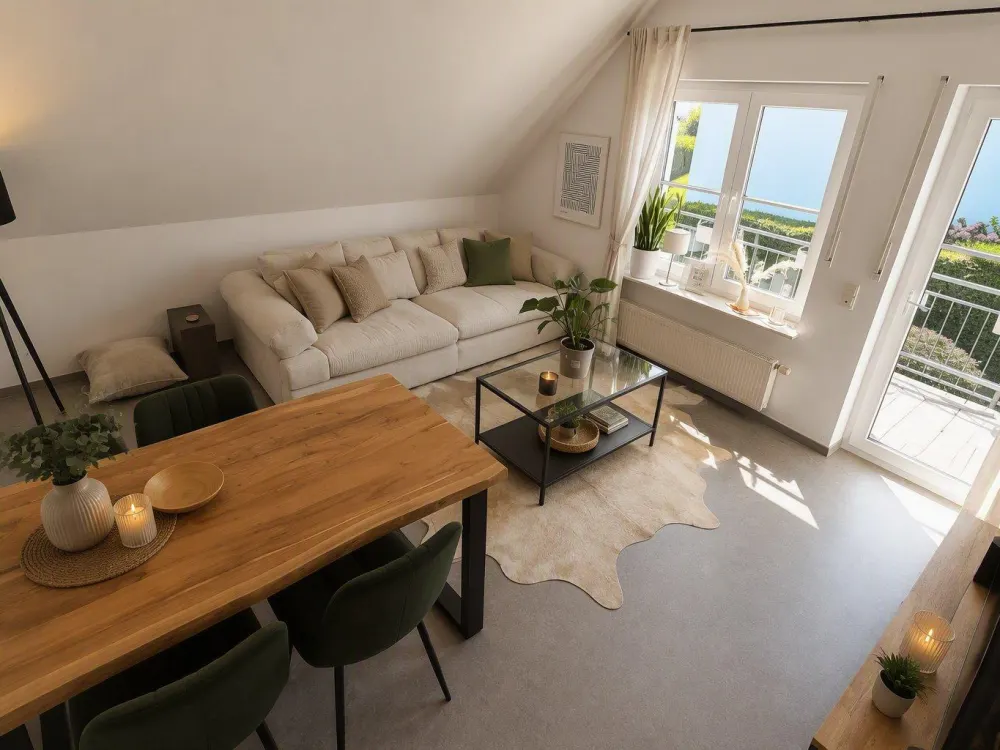 Helle 3-Schlafzimmer-Wohnung mit Balkon, Einbauküche und Garage