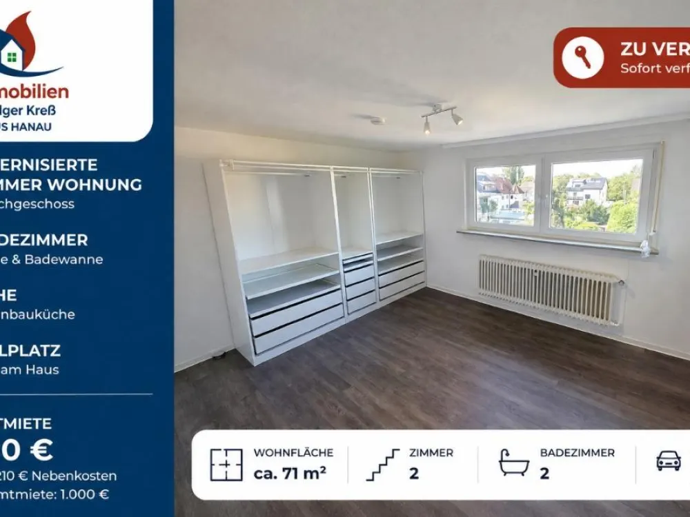 Attraktive 2 Zimmer Wohnung im Dachgeschoss mit Küche, 2 Badezimmer in ruhiger 5-Parteien-Anlage