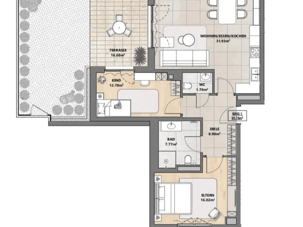 Exklusive 3-Zimmer-Neubauwohnung mit Garten, Erstbezug in Frankfurt-Fechenheim