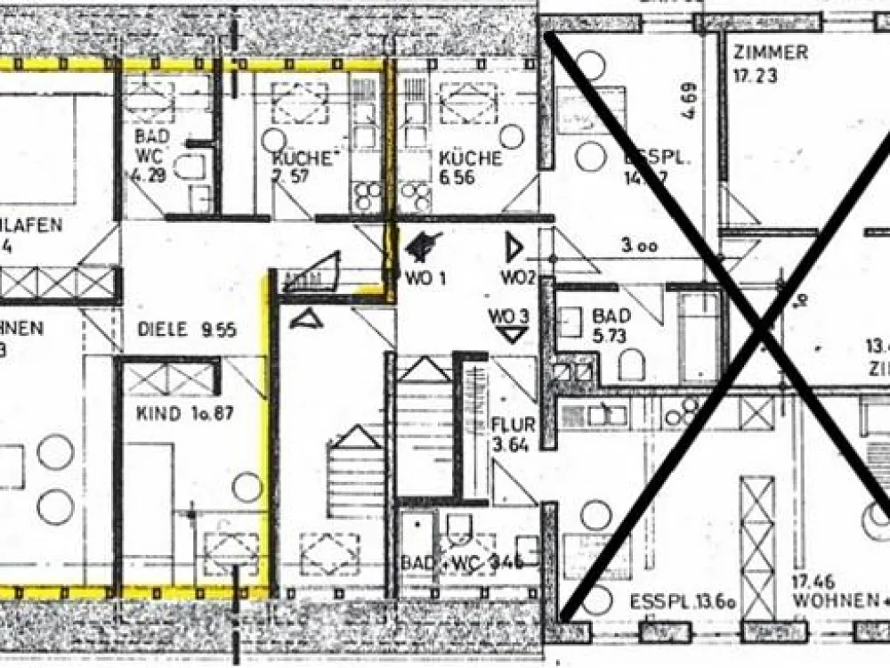 3-Zimmer Wohnung mit 62 Quadratmetern..wirkt riesengroß...kaum zu glauben..top Grundriß...deshalb !!