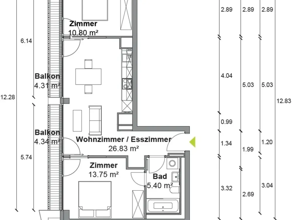 Sonnenbalkon! Offen geschnittene 3 Zimmer Wohnung mit ca. 61m², EBK und Weitblick in Berlin-Mitte!