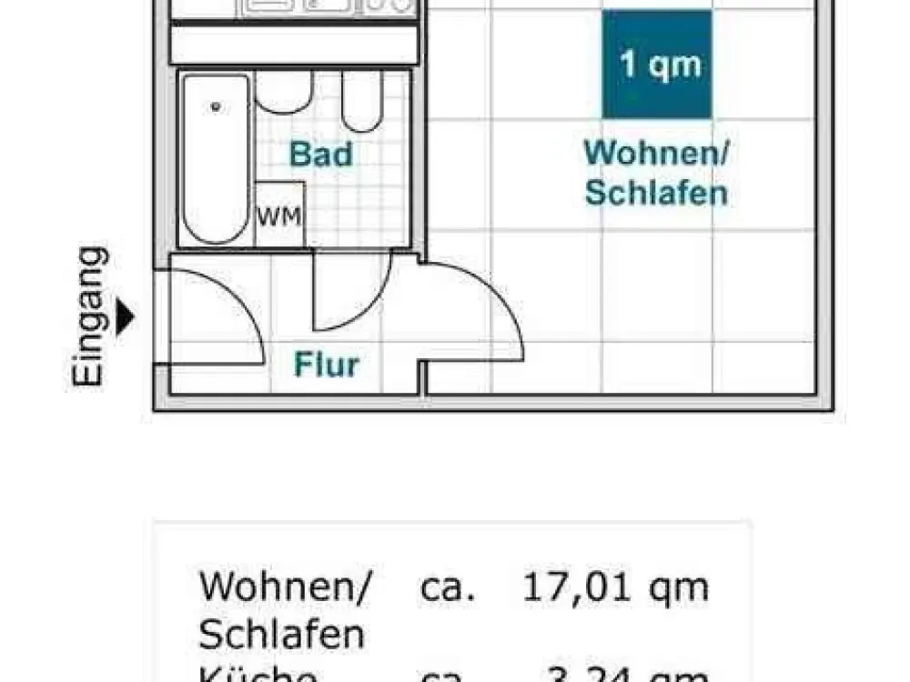 Aktuelle Renovierung einer praktischen 1-Raum-Wohnung!