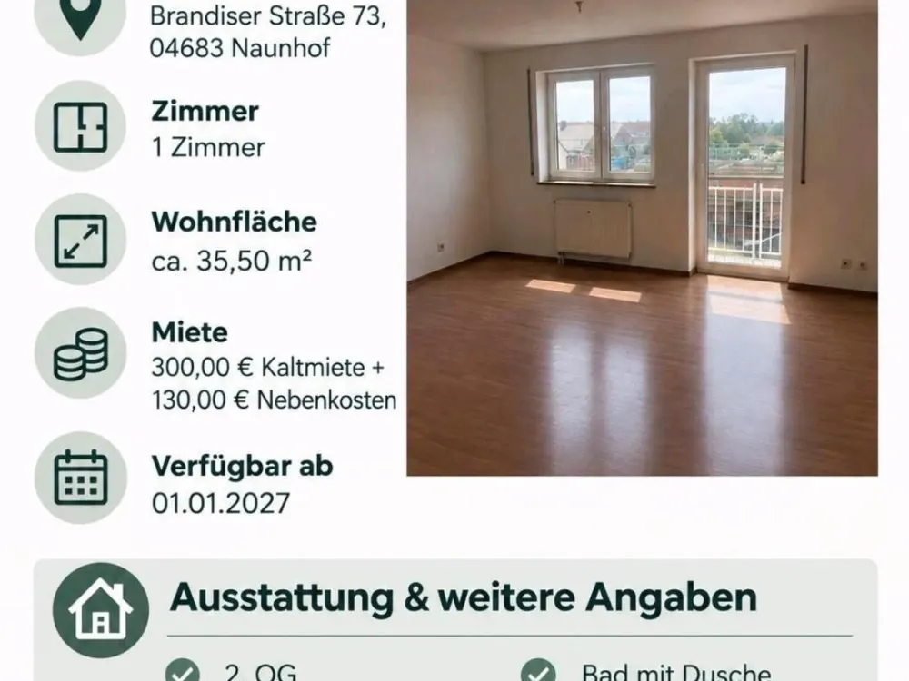 1-Room Apartment in Naunhof