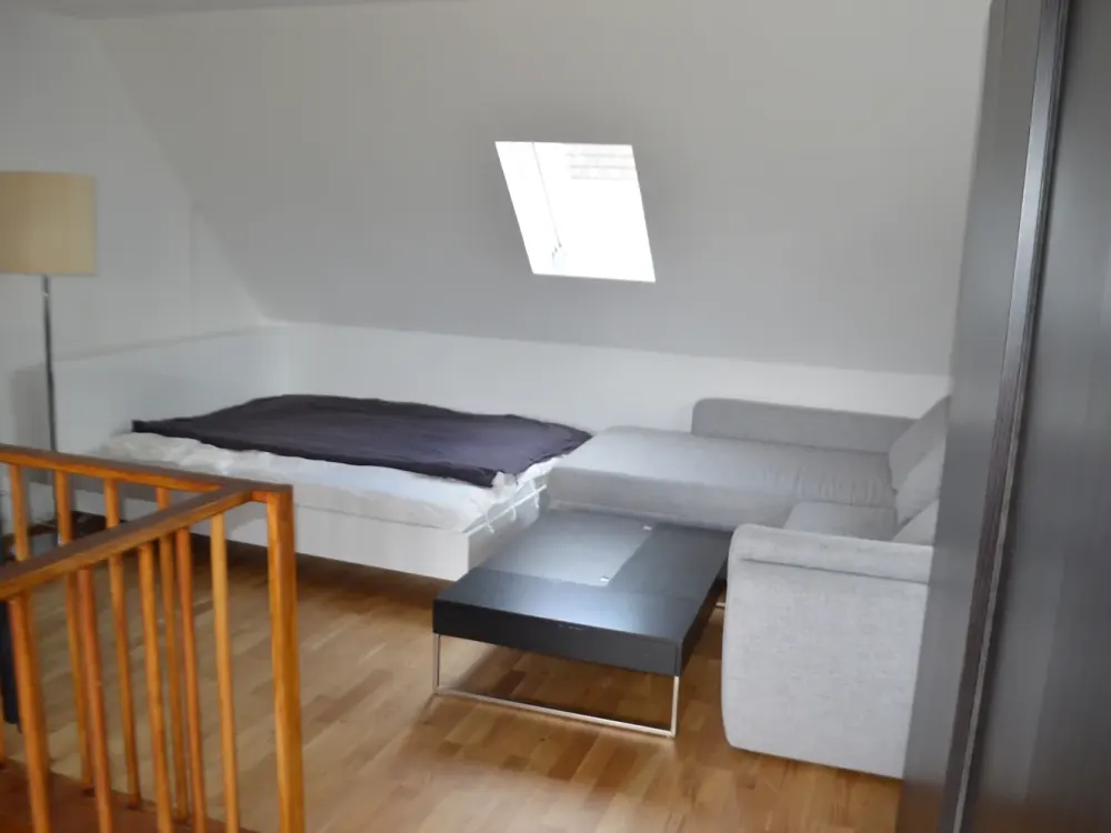 Möbliertes 1 Zimmer-Apartment im Dachgeschoß, mit großem Garten,