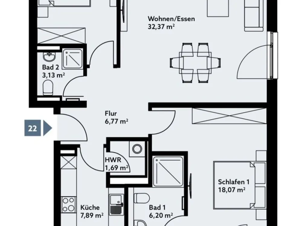 Living on Kurfürstenallee. Top-equipped 3-room apartment with balcony