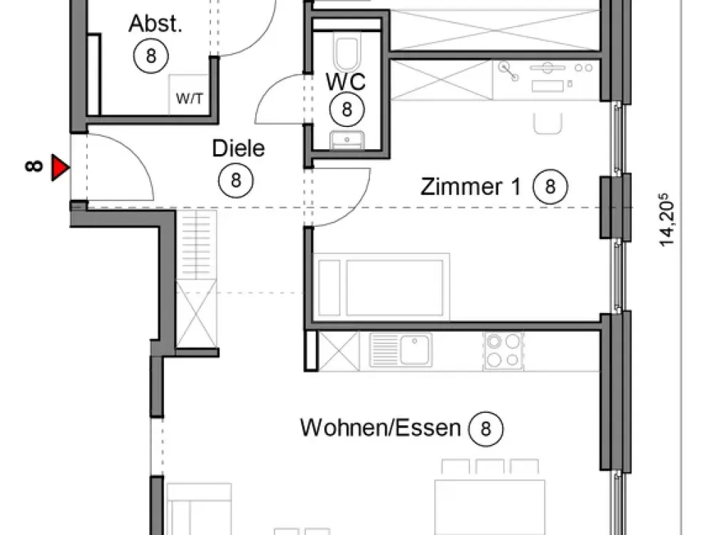 3-Raum-Wohnung mit Balkon im 2. OG, bequem mit Aufzug erreichbar