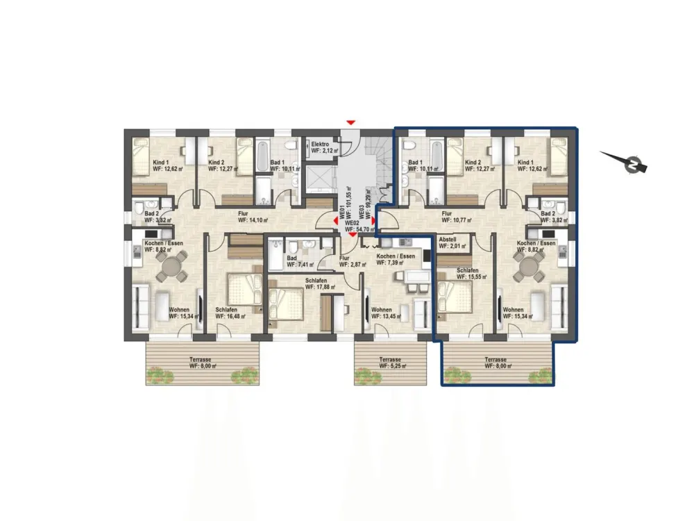 Modern wohnen im Erstbezug, 4 Zimmer mit Terrasse