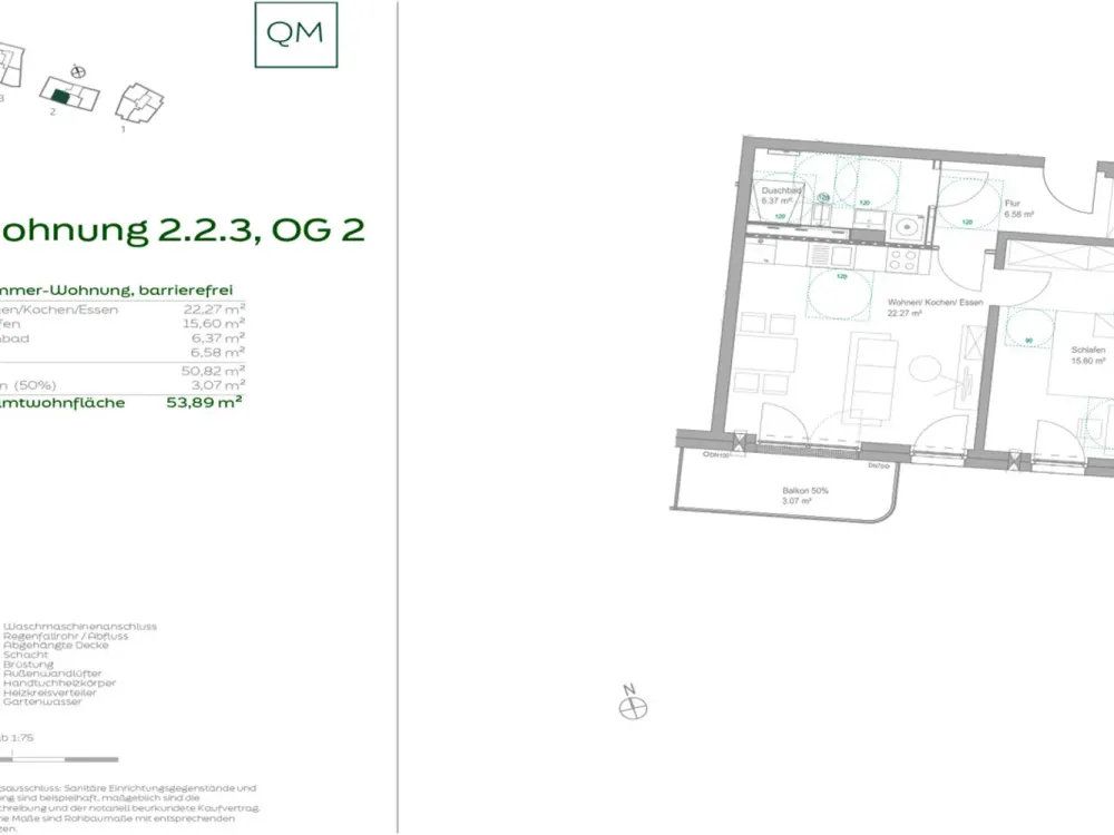 First occupancy - 2-room apartment on the 2nd floor with south-facing balcony