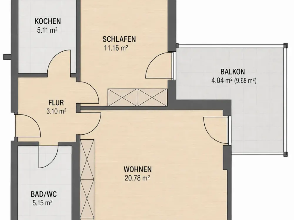 Helle 2-Zimmer-Wohnung mit Balkon, Aufzug und TG-Stellplatz in attraktiver Lage am Würmkanal