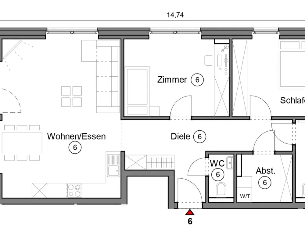Spacious 3-Room Apartment with Balcony, Kitchen & Parking Space