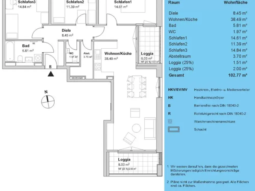 München Modell: 4-Zimmer-Wohnung (nur 5 Pers.-Haushalt)