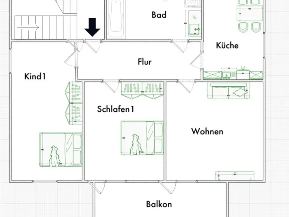 Alltagstaugliche 3-Zimmer-Wohnung mit Balkon in Gilching