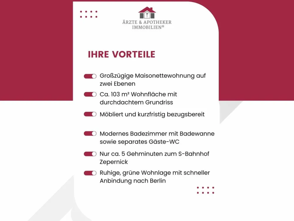 Stilvoll möblierte 3-Zimmer-Maisonettewohnung auf zwei Ebenen, Ruhige Lage in Panketal!