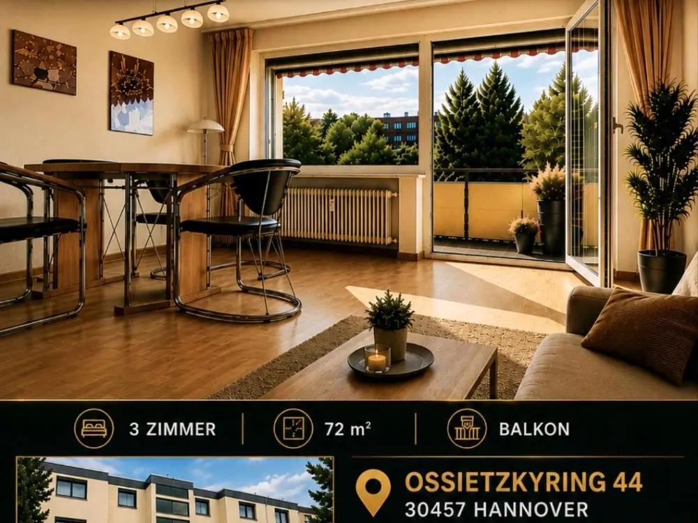 3 Zimmer Wohnung mit Balkon in Hannover Mühlenberg