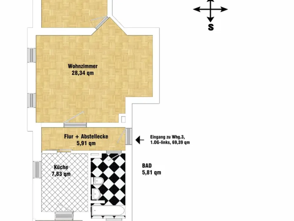 available from 01.11.2026 *TRACHAU* 2-room couple apartment, 1st floor, sunny balcony, built-in and overhead cupboards in the hallway