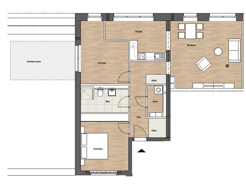 Exklusive Endetagenwohnung m. Dachterasse und Skyline-Blick +++ per sofort +++