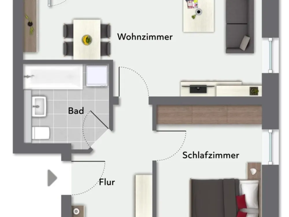 2 Zimmer-Dachgeschoss mit Terrasse und Einbauküche