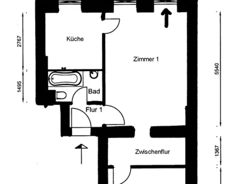 Mit eigenem Privatgarten: 2-Zimmer-Wohnung mit Wannenbad in der Rostocker Straße!