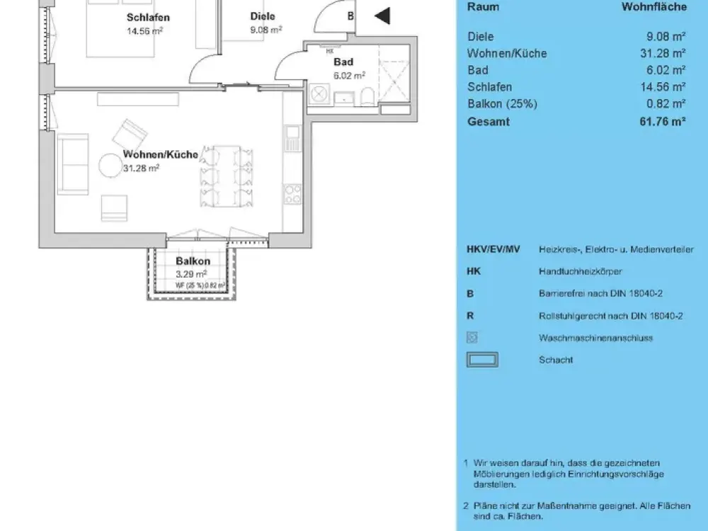 Munich Model: 2-Room Apartment (only 2-person household)