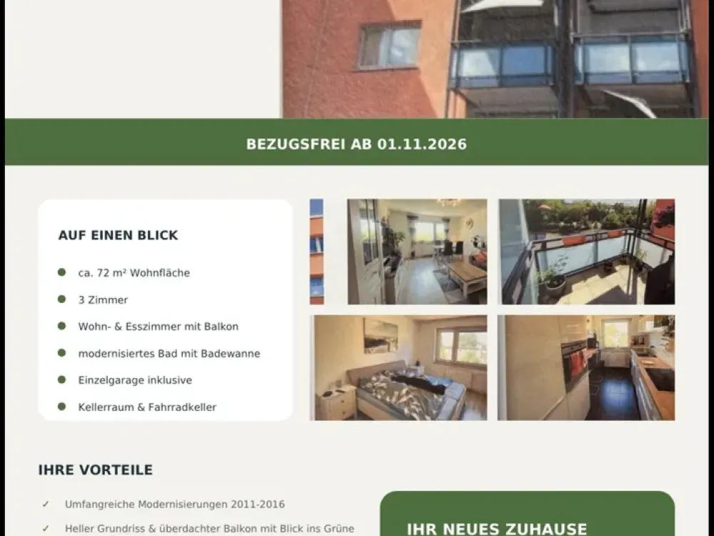 3-Room Apartment in Dormagen Including Kitchen and Garage