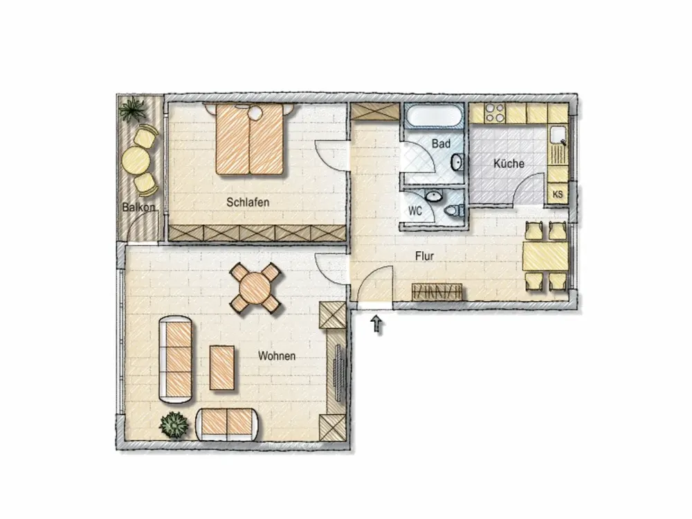 Right in the middle instead of just being there: affordable 2-room apartment with balcony seeks tenant
