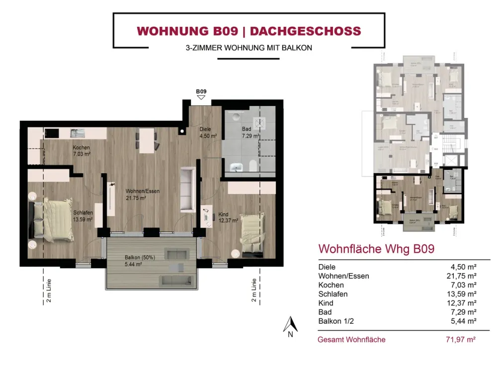 Apartment B09 | Spacious 3-Room Apartment with Sunny Balcony
