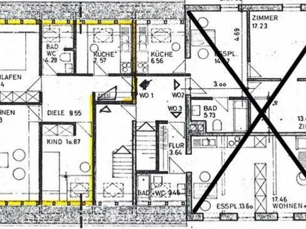 3-Zimmer Wohnung mit 62 Quadratmetern..wirkt riesengroß...kaum zu glauben..top Grundriß...deshalb !!