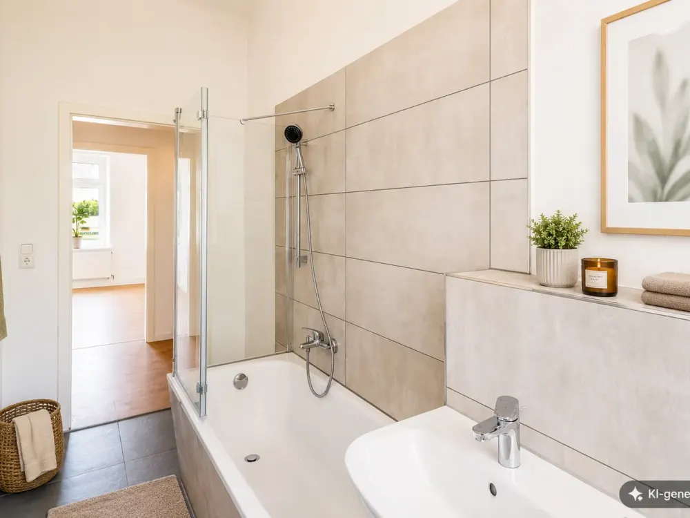 Helle 2-Zimmer-Wohnung mit moderner Einbauküche und Badezimmer mit Fußbodenheizung