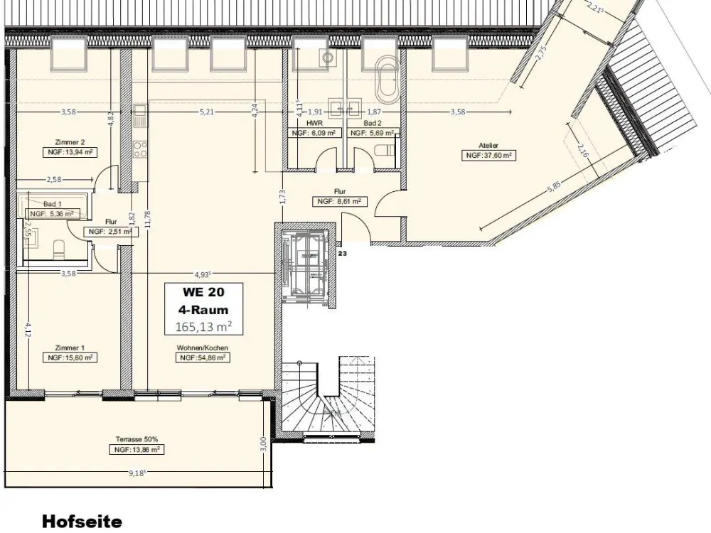 EXKLUSIVES PENTHOUSE MIT 165 M², GROSSER TERRASSE & BALKON, GNEISENAUSTRASSE 12, LEIPZIG