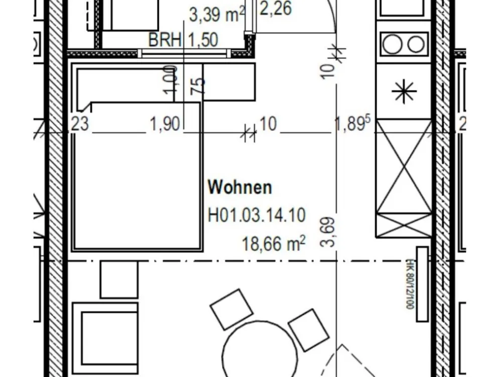 Vollmöbeliertes Apartment 24qm Frankfurt