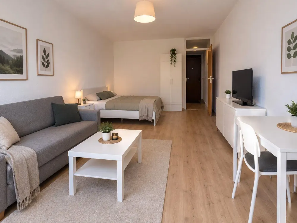 Möbl. 1-Zi-Whg mit Stellplatz + Balkon, Linkenheim-Hochstetten