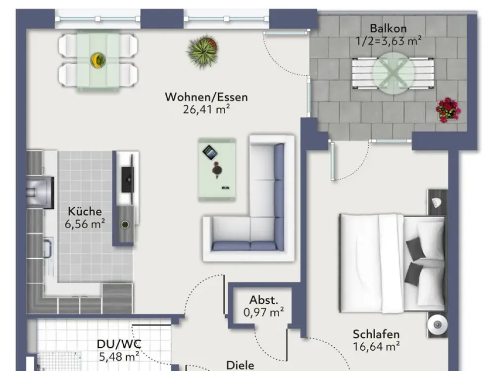 Helle Wohnung mit Balkon