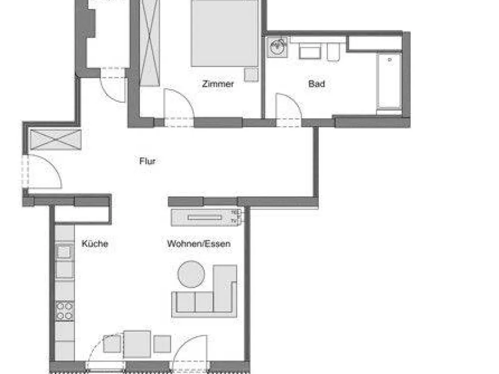 Helle 2-Zimmer-Wohnung mit großzügigem Eingangsbereich und Weitblick