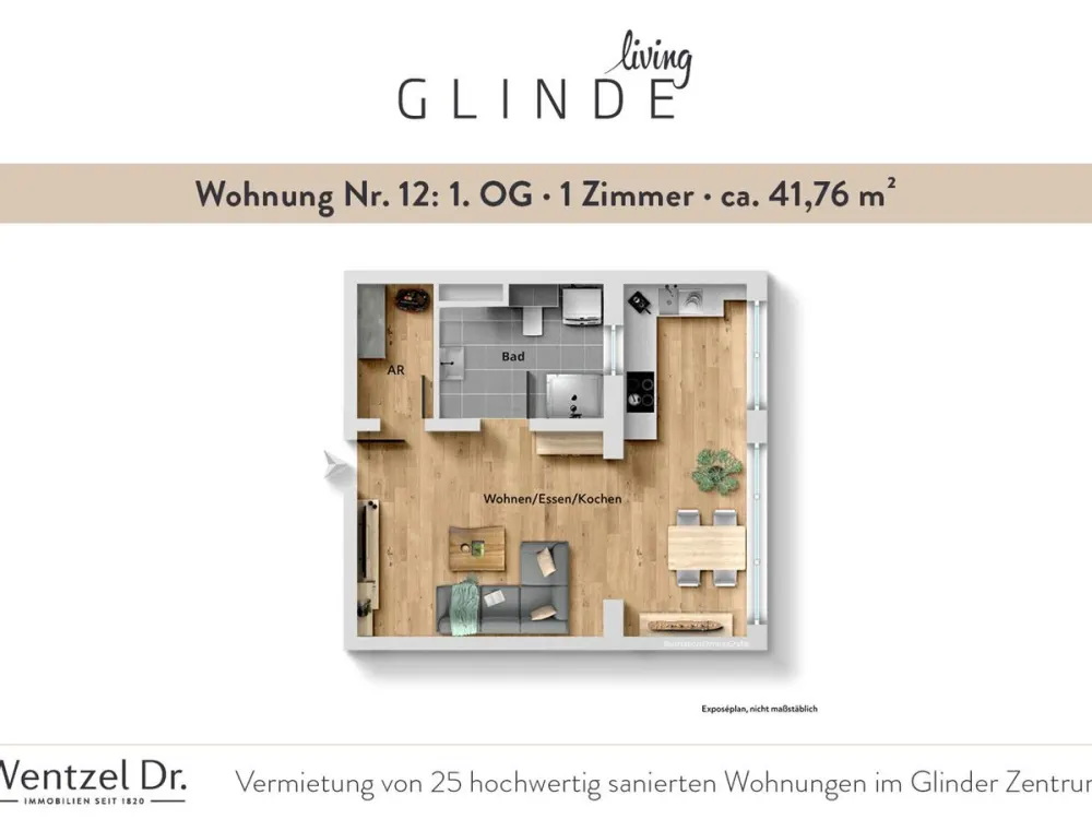 Perfekt für Singles, moderne 1-Zimmer-Wohnungen in Glinde- Wentzel Dr.