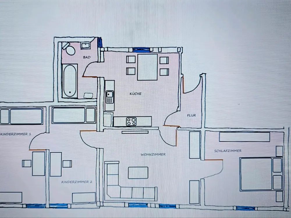 4-room apartment with kitchen and bathroom in Kaufungen
