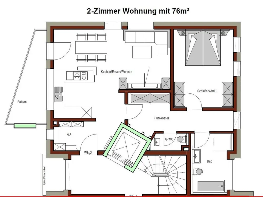 Exklusive 2,5 Zimmer Wohnung mit Aufzug, Niedrigenergiehaus mit PV Mieterstrom