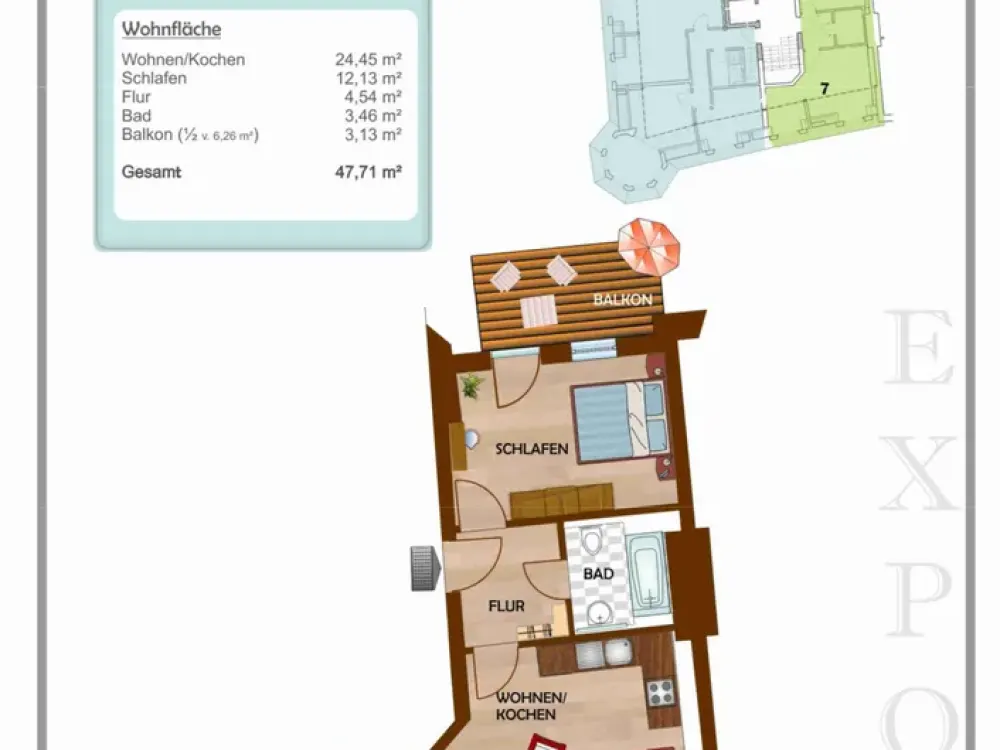 sehr schöne 2 Raum Wohnung mit Balkon