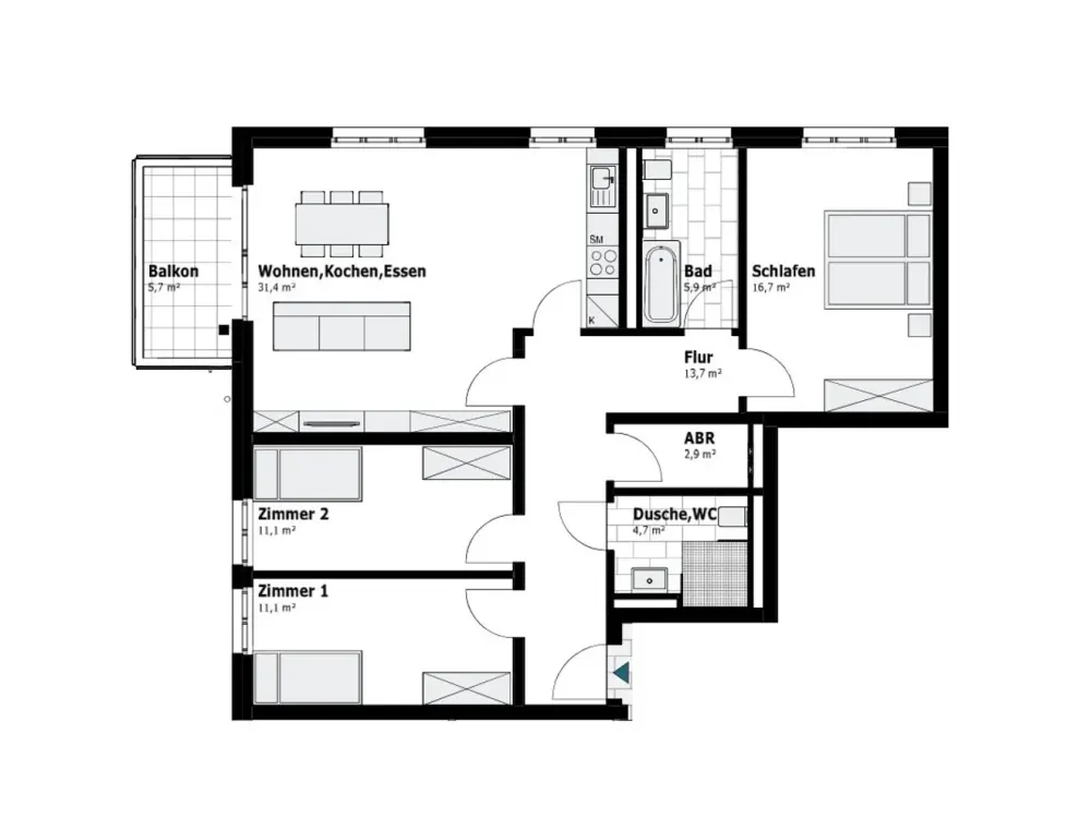 bezugsfertiger Neubau - 4-Zimmer-OG. Wohnung mit Balkon, barrierearm