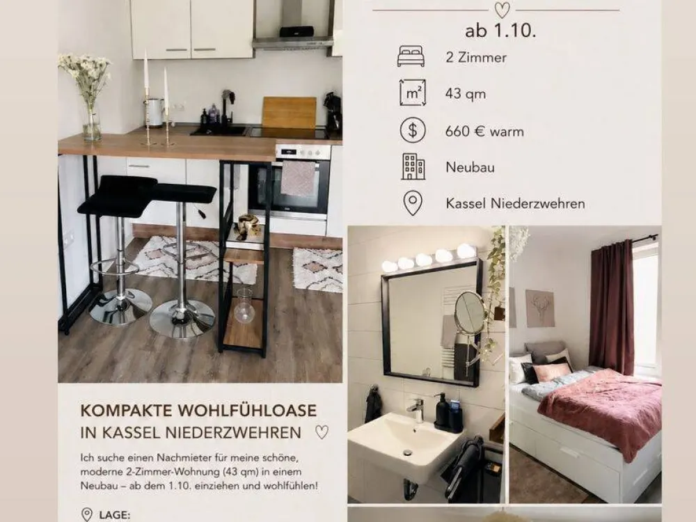Schönes 2 Zimmer Appartement in Kassel Niederzwehren