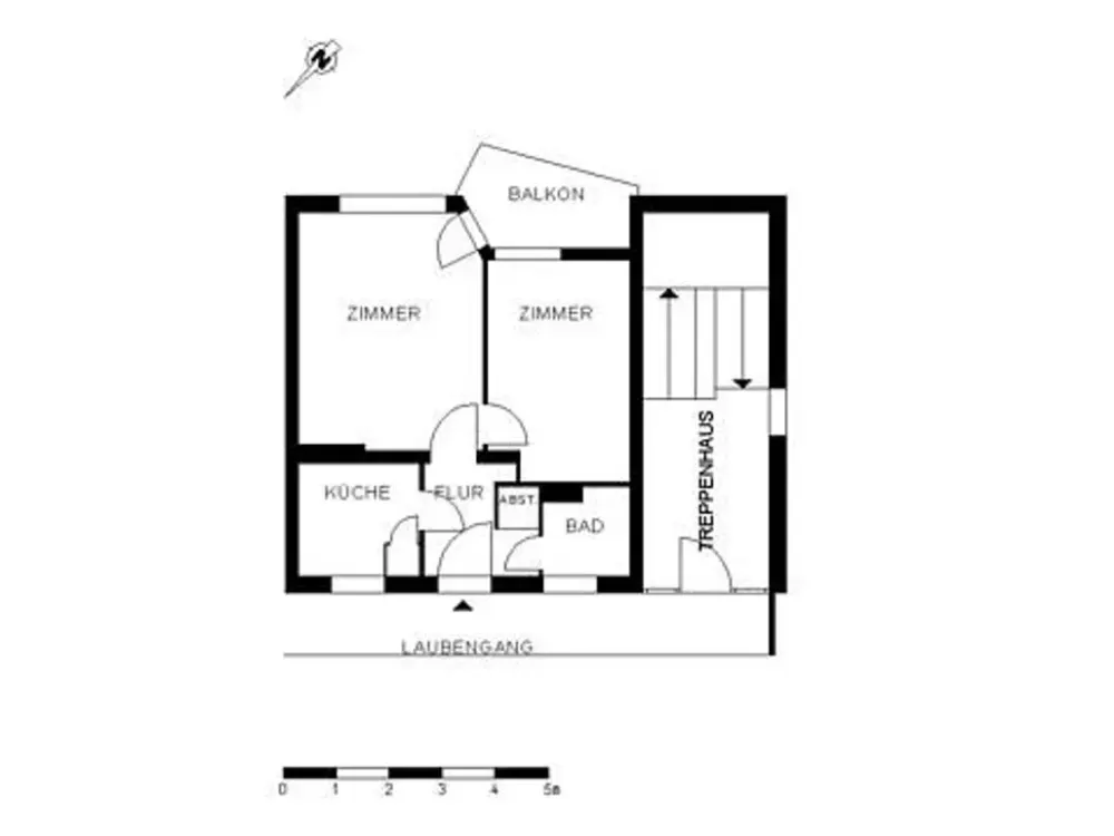 Individual 2-Room Apartment with Balcony