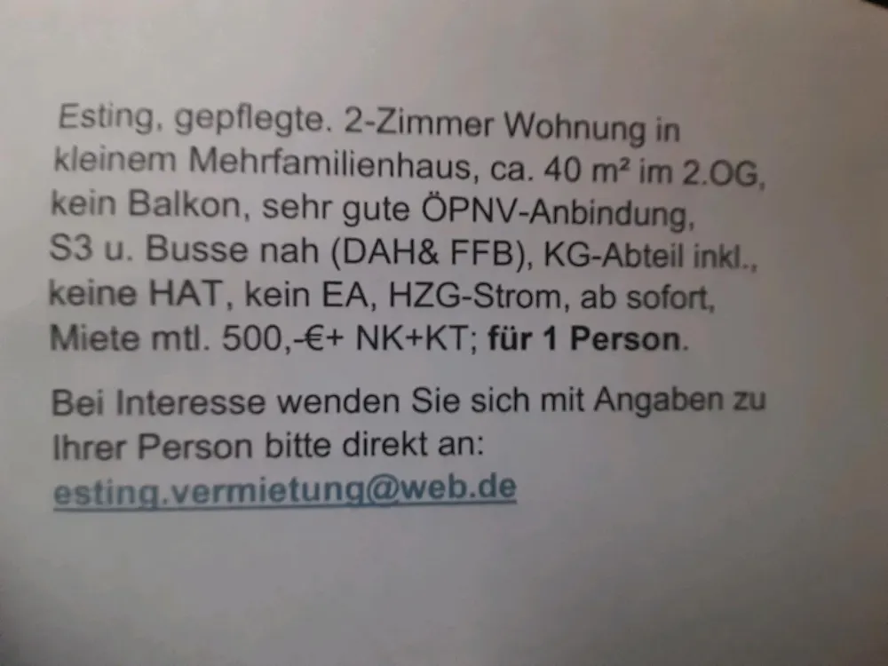 2 Zimmer DG Wohnung in Esting