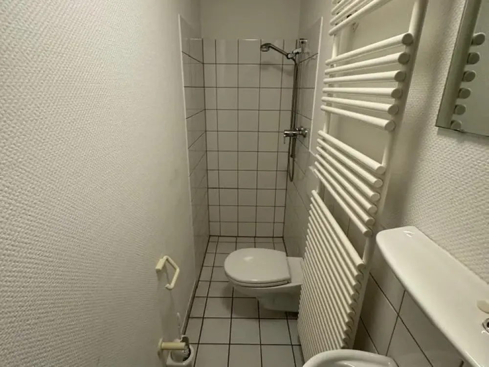 Helle 1-Zimmer-Wohnung mit separatem Bad (über öffentlichen Flur) nahe dem Volksgarten