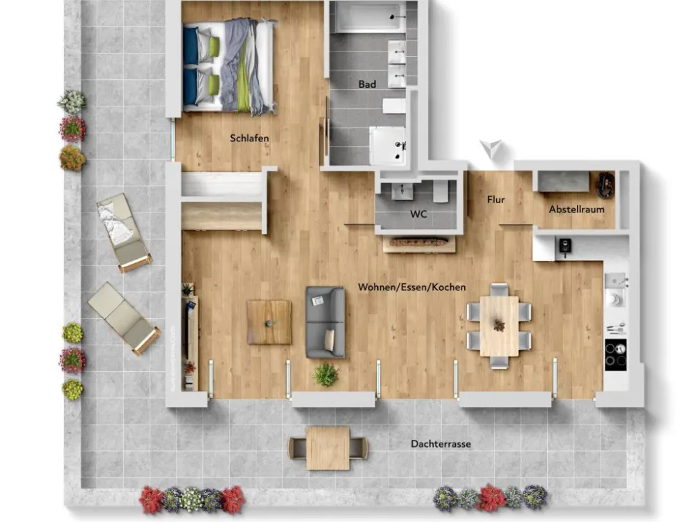 Neubauwohnung in beliebter Wohngegend mit Blick auf die Burg! 2-Zimmer-Wohnung mit EBK!