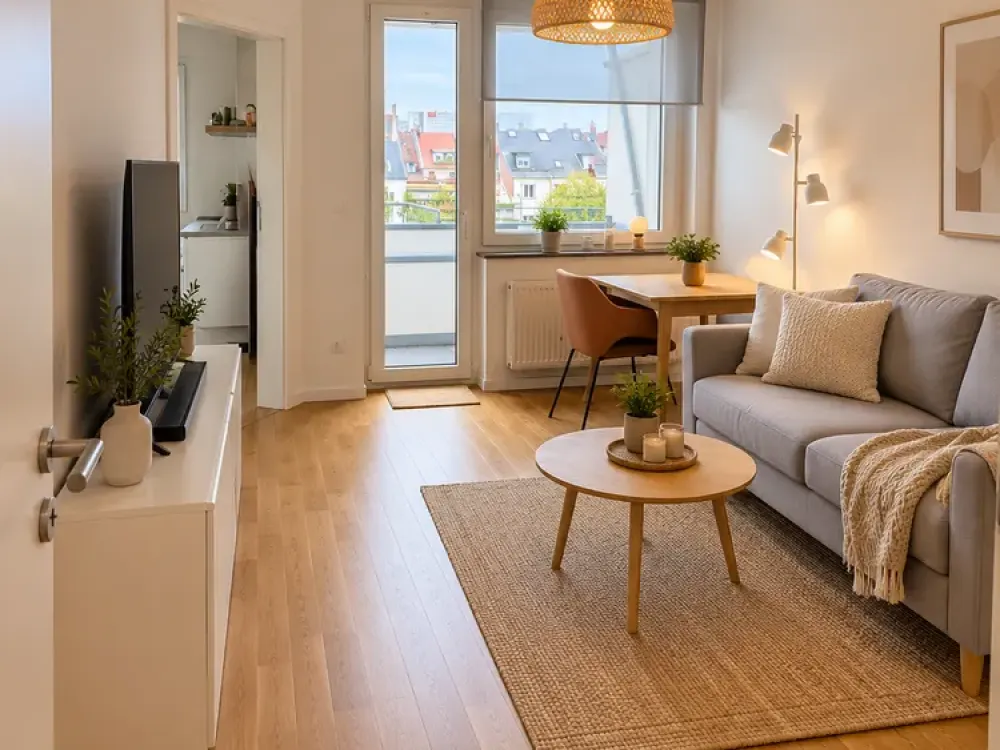 Blick über die Dächer von Unterbilk und auf Fernsehtum- 1,5-Zimmer-Wohnung in Düsseldorf Unterbilk