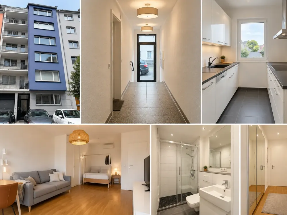 Blick über die Dächer von Unterbilk und auf Fernsehtum- 1,5-Zimmer-Wohnung in Düsseldorf Unterbilk