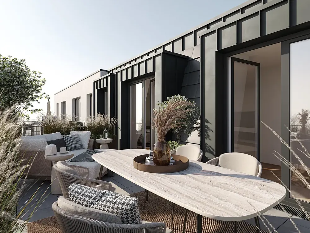 Neubau Erstbezug: Exklusive und hochwertig ausgestattete 2 Zimmer Wohnung im DG, 2 Balkone in Haus B