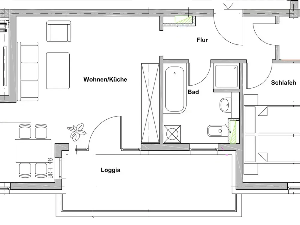 Moderne 2-Raumwohnung mit Balkon im Zentrum