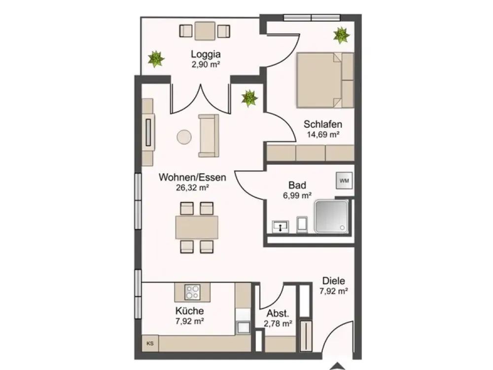 Bright 2-Room New-Build Apartment with Loggia, Fitted Kitchen & Underground Parking Space in Rheinstetten