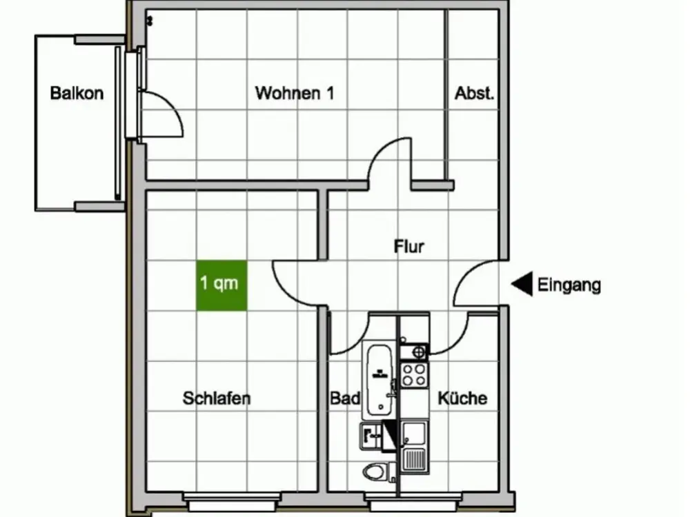 Große, helle 2-Zimmer-Wohnung mit Balkon und Wannenbad!